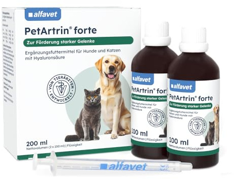 Alfavet PetArtrin forte, tilläggsfoder för hundar och katter för att stödja ledmetabolismen vid osteoartros med omega-3 fettsyror 2 x 100 ml