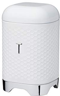 KitchenCraft Lovello Textured Tea Caddy with Geometric Hexagon Pattern, 11 x 11 x 19 cm (4.5 x 4.5 x 7.5) - Ice White