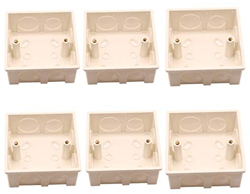 6 Pcs 86x86x40mm White PVC Flush-Type Wall Mounted Junction Box