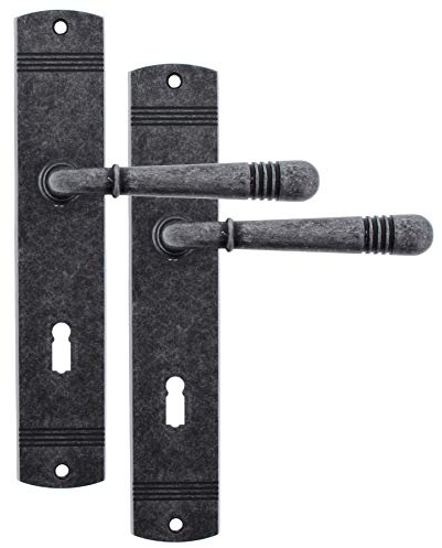 ToniTec Amy - Juego de Manillas y Pomos Puertas Interior, Placas Largas (1 par)