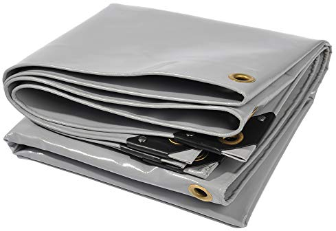 NEMAXX PLA32 Premium Abdeckplane 300x200 cm grau mit Ösen, 650 g/m² PVC wasserdicht&reißfest - hochwertige Plane universell für LKW, Pool, Holz Gartenmöbel - Abdeckung, Schutzplane, Gewebeplane, 6m²