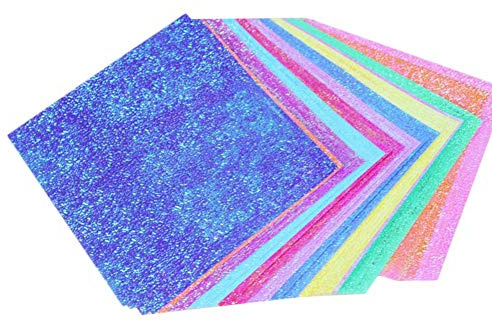 Lot de 50 feuilles de papier origami pailleté, motif étoile, couleur assortie pour les étudiants et les enseignants. 15 x 15 cm.