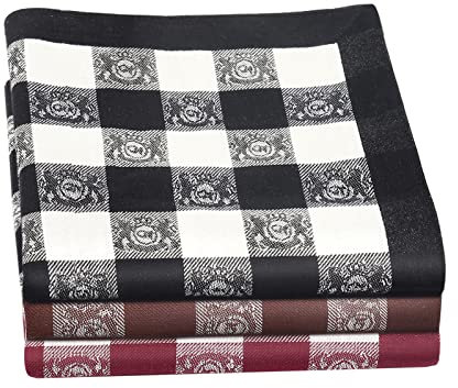 HOULIFE 3/6 Stücke Herren 100% Baumwolle Weich Stoff Taschentücher Einstecktuch mit Jacquard-Muster, 16.73x16.73’’/42.5x42.5cm (Gemischt 2-3 Stücke)