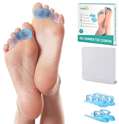 Puikos 4 Stück Hammerzehenpolster Hallux Valgus Korrektur Zehenspreizer Zehentrenner Set Silikon Ballenzehen Hammerzehen Korrektoren (Blau)
