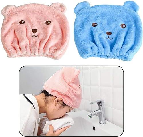Norhogo 2 Stück mikrofaser Handtuch Haare, wasserabsorbierend, süßes trockenes Haar, Turban-Kappe, schnelltrocknend, Badekappe Schnelltrocknend Haarturban für Damen, Erwachsene oder Kinder, Mädchen