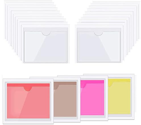 70 Stück Selbstklebend Visitenkarten Taschen Wasserfest Visitenkartenhüllen Kleben Sichthüllen Transparent Beschriftungsfenster Beschriftungsfenster zum Schutz Ihrer Karten oder Foto(Size:10 * 6CM)