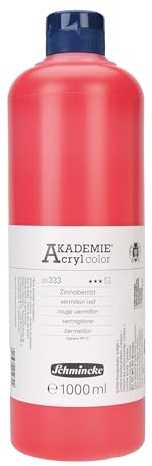 Schmincke - AKADEMIE® Acryl color, Zinnoberrot 1 Liter, 23333029, feine Künstler-Acrylfarbe, brillant, hoch lichtecht und kadmiumfrei, für Acrylmalerei, Mixed Media