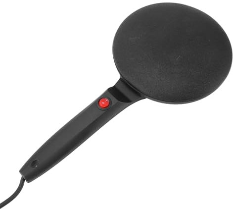 Crepera Eléctrica, Plancha Eléctrica con Placa Revestida Antiadherente de 8 Pulgadas con Mango Largo, Estufa con Control Automático de Temperatura de 600 W 170 °C con (Enchufe de