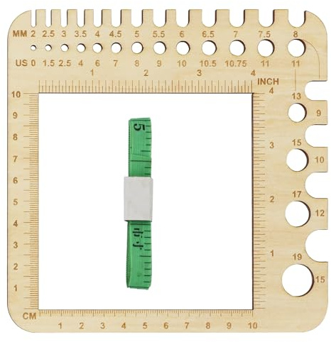 1 pezzo Knitting Needle Gauge, metro per ferri da maglia, strumento per maglieria, righello per ferri da maglia su legno, misuratore in plastica