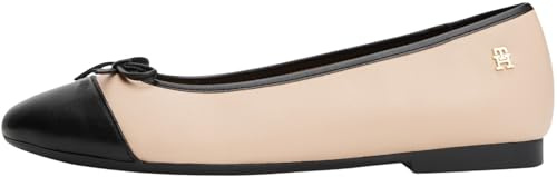Tommy Hilfiger Bailarinas Mujer Toe Cap de Piel, Beige (Misty Blush), 39