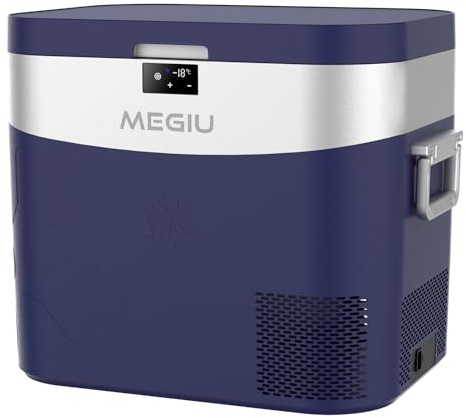Megiu bilkylskåp bärbart bilkylskåp 12 V kylskåp 23 liter (22 liter) fryskompressor kylare 12 V/24 V DC 110 ~ 240 V AC för utomhus camping resor hem användning -45 °F ~ +35 °F (blå)