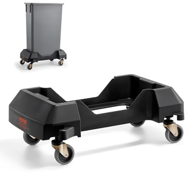VEVOR Carrello per Bidoni della Spazzatura, con 4 Ruote Bloccabili, Capacità di Peso di 90,1 kg, Base a Rulli Rotonda, Carrello per Barili per Impieghi Gravosi in Plastica 455 x 155 mm Nero