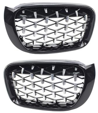 Parrilla Delantera para BMW X3 F25 Facelift para X4 F26 2014-2017 Negro Brillante/Cromado Parachoques Delantero Parrilla Riñón Parrilla De Carreras Estilo Diamante Rejilla De Radiador(Black Chrome)