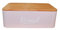 Riyashop Bread Bin with Bamboo Lid, Bread Storage, Bread Box with Cutting Board, Bread Bin, Metal/Bamboo Lid, Width x Height x Depth Approx. 35 x 12.5 x 23 cm, Country House Style (Plain Pink)