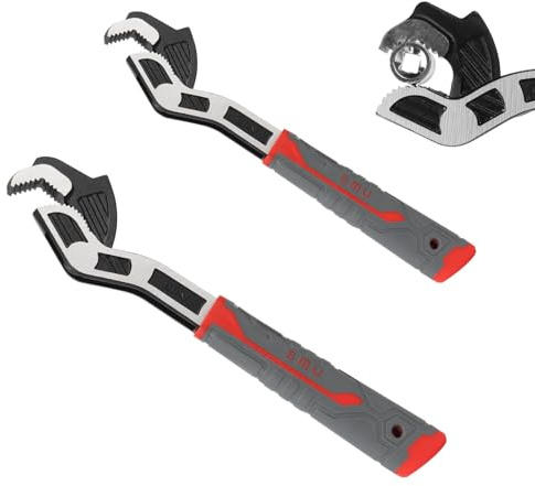 Ruaizel Universal CR-V Rohrzange, 2 Stück Rohrzange Selbsteinstellend mit Breiter Backe 9-25 mm und 19-43 mm, Schnellverstellende Rohrzangen für Auto, Industrie, Küche, Bad