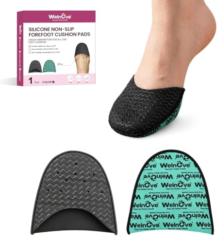 Cojín para el antepié - Calcetines invisibles para mulas | Half Socks for Mules & Flats, Ball of Foot Metatarsal Cushions, Pain Relief Foot Pads for Loafers & Closed Toe Heels