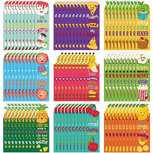 Tinlade 90 Pieces Scratch and Sniff Bookmarks Fruit Scented Bookmarks Classroom 9 Styles Cute Marshmallow Pizza Apple Peach Back to School Stuff for Kids Valentine's Gift Girls Boys Student