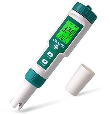 Pool Salt Tester ORAPXI pH and Salt Meter for Saltwater Pool pH and Salinity Digital Tester 5 in 1 Salt Meter for Swimming Pools Hot Tubs and Swim Spas