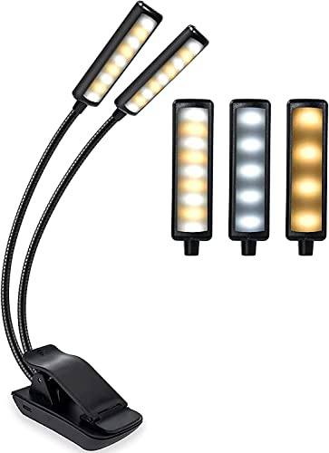 CCHKFEI Leselampe Buch Klemme Klemmleuchte Wiederaufladbar Akku Leselampe mit 18 LED Buchlampe Led Leselampe Klemmleuchten für Notenständer USB Buchlampe für Reise Kinder und Bücherwürmer