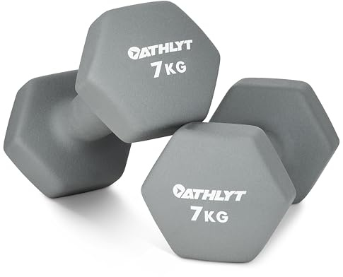 Athlyt Set di manubri per dip in neoprene, 2 x 7 kg, grigio