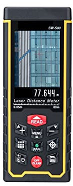 Samnuerly Equipo de topografía terrestre, S80 Medidor de Distancia láser Digital Cámara Recarga USB Telémetro de Pantalla Colorida portátil Telémetro