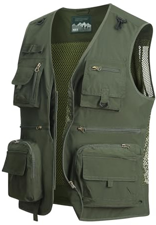 MeiLayM Homme Gilet de pêche Veste Plein air Gilet Été Multi-Poche Gilet Séchage Rapide Gilet de Sport Veste Loisirs Respirant Sans Gilet Manches Camping Chasse Photographie Veste