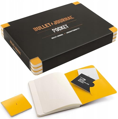 LEUCHTTURM1917 371123 Bullet Journal Pocket, 14,3x10,3 cm, 46 pagine numerate, Puntini, Yellow24, 3-Pz.