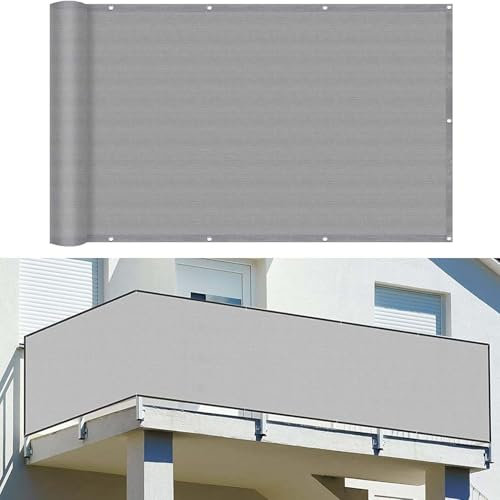 Generisch Rejilla de balcón de 80 x 500 cm, protección contra el viento y los rayos UV, para balcón con ojales, para jardín o balcón.