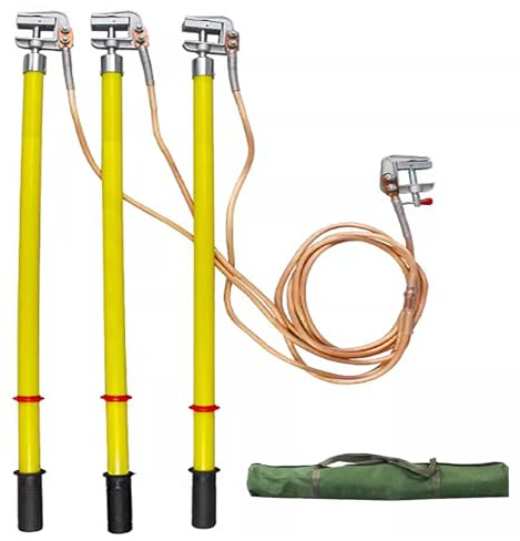 varilla de puesta a tierra de alto voltaje Juego de Varillas de Puesta A Tierra de Alta Tensión Y Cables de Puesta A Tierra, Varilla de Puesta A Tierra Eléctrica de 10 KV(Yellow,Pole 0.5m/1.6ft)