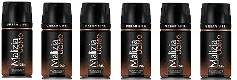 6x MALIZIA UOMO URBAN Life man deo 150ml deospray deo spray deodorant Edt parfum