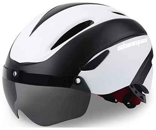 Shinmax Casco Bici Uomo Donna Casco Bicicletta con Occhiali Magnetici Rimovibili Visiera e Zaino Casco MTB Protettivo Strada Protezione di Sicurezza Casco Ciclismo Adulti Regolabile Caschi Bici NR-001