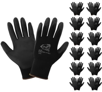 Global Glove PUG-17 Lightweight Polyurethane Dipped Work Gloves, Anti-Static/Electrostatic Compliant with Secure Grip, Bare Hand Sensitivity, Black, 12 Pairs, Medium
