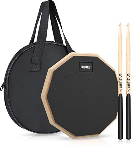 Dumb Drum Practice Pad, 2-seitig leises Übungspad, weicher Gummi, Holzsockel, mit Massivholz-Drumsticks und Übungspad Aufbewahrungstasche