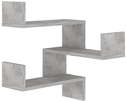 vidaXL Wand Eckregal Bücherregal Wandregal Hängeregal Regal Küchenregal Schweberegal Dekoregal Wohnzimmer Betongrau 40x40x50cm Holzwerkstoff
