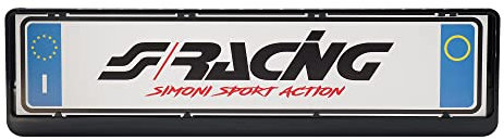 Simoni Racing PTX/N Portatarga Universale Posteriore, Supporto Targa Auto Standard EU - Piastra per Targhe Auto, Nero