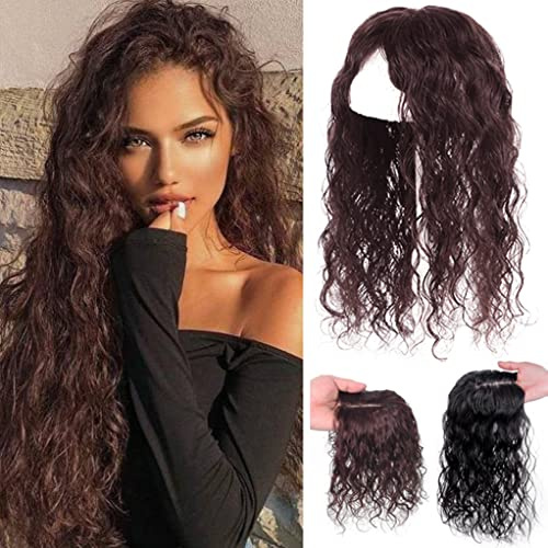 Eree Hair 13 x 14 cm base superiore in seta ricci capelli umani Topper per donne con capelli diradati, clip per toupet da donna in topper 16 pollici Hairpiece colore marrone scuro