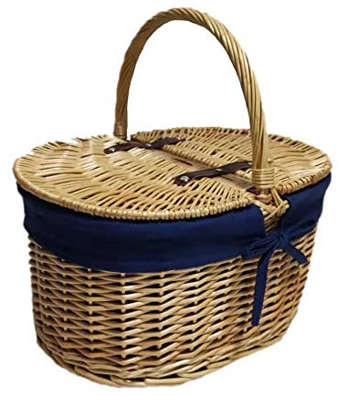 Elegant 4 Person Green Tweed Fitted Picnic Basket