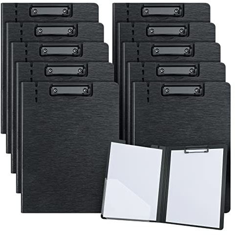 URbantin 10 Stück Klemmbrett Ordner,Faltbare A4-Klemmbretter mit Tasche für Schule,Büro,Arbeit (Schwarz)