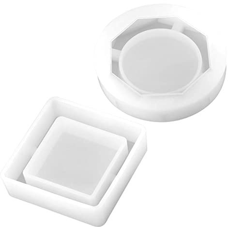 Stampo Silicone Resina Posacenere 2 pezzi, Stampo in Quadrato e Diamante Stampo per Colata Resina Fai da te in Cristallo Artigianato, Bianco