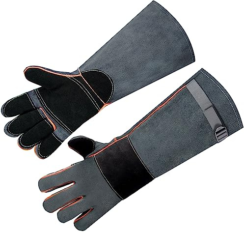 SLARMOR Leather-Welding-Gloves Heat/Fire-Resistant Kevlar-Gloves for BBQ,Grill,Camping,Stick,Animal-Handling-Gloves