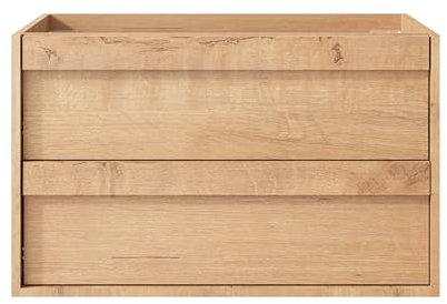 UEV Waschbeckenunterschrank hängend 75cm, Badezimmerschrank mit 2 Schubladen, Soft-Close-System, Waschplatz, Waschtischunterschrank, Waschtisch, Badmöbel für Gäste WC, Natur