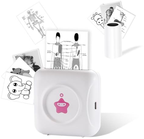 vretti Mini stampante TP2-Y per adesivi, mini stampante fotografica compatibile con Android e iOS, stampante termica portatile per iPhone, lavoro, elenco, appunti, diario, foto, viaggi fai da te