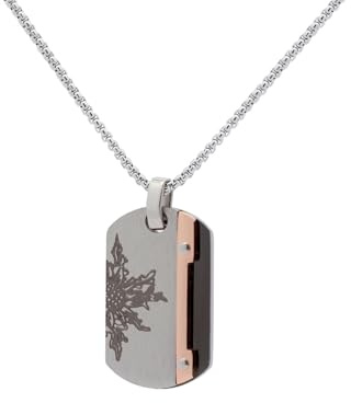 Eguzkilore Collar Cadena con Chapa de Acero Tricolor - Chapa Identidad Acero - Unisex - Colgante con Cadena para Hombre - Regalo Original Hombre