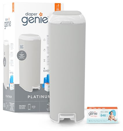 Diaper Genie - Cubo de basura con pañales (1 recarga Easy Roll 18 bolsas) EU, Gris Pierre