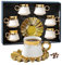 Lot de 6 services à thé en porcelaine européenne 100 ml avec tasses à café et soucoupes, service à thé pour thé de l'après-midi, service à thé en porcelaine, coffret cadeau