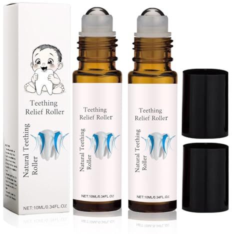 FSSPLJHYJ Zahnungsrolle Baby,2PCS Teething Roller Baby,Teething Relief Roller,Teething Oil Roller,Zahning Natürliche Schmerzlinderung Roller,Zahnungsbeschwerden Reduzieren