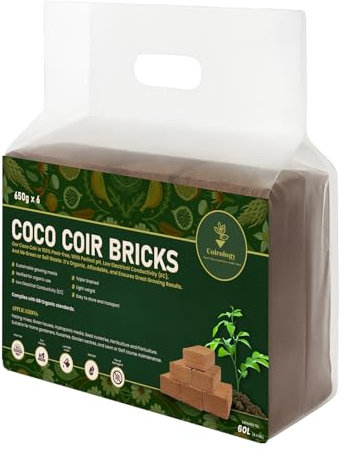 COIROLOGY Coco Coir Brick 6 x 650g | 100% Natural Peat Free Compressed Coconut Fiber Growing Multi Purpose Substrate | Organic Top Soil Compost for Seed Starting Indoor House Plant Garden Beds