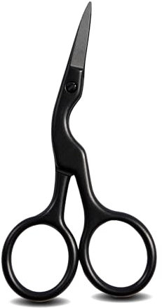 MIBELLA BEAUTY & CO Augenbrauenschere und Bartschere mit kleiner kurzer Schneide und perfektem Winkel für höchste Präzision – Schnurbartschere zum Trimmen und in Form bringen – schwarz