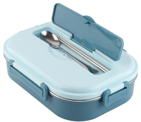TOPINCN Étui à Déjeuner en Acier Inoxydable, Boîte de Bentos à 4 Compartiments, Récipient de Rangement Alimentaire, Partition Portable Repas Tiffin Boîte avec Bol à (Boîte à Lunch à Quatre grilles