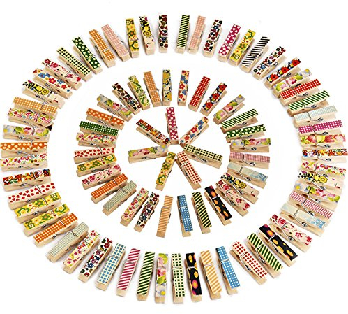 Mini bunte hölzerne Klemmen Clip Holzklammern Wäscheklammern Clips Fotopapier Peg, 100 Stück